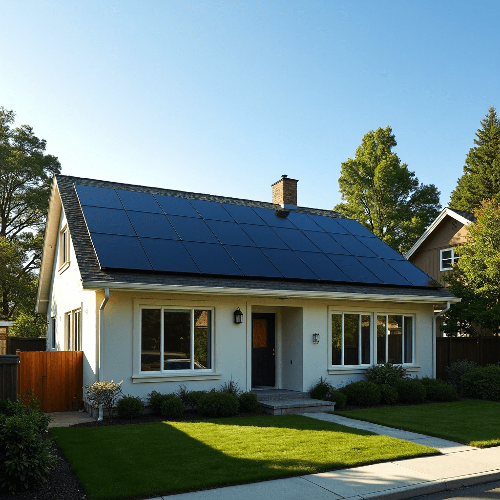 An AI image showing a residential rooftop installation of Westinghouse's innovative large-format integrated AC solar panels. The sleek design highlights how these panels revolutionized solar technology in 2011 by eliminating the need for external inverters. Speaking of groundbreaking solar technology, Westinghouse Solar's integrated AC panels were truly a game-changer back in 2011! They simplified solar installations by building the inverter right into each panel, making solar power more accessible for homeowners. These panels represented exactly the kind of innovation we need to accelerate our transition to clean energy. What aspects of solar technology are you most interested in exploring further?