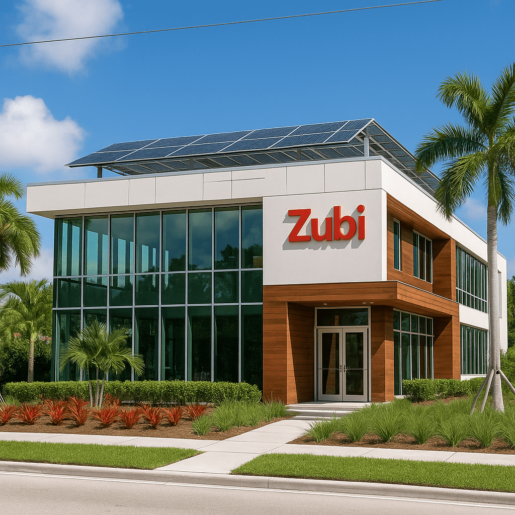 Eco-designed advertising office in Coral Gables featuring native landscaping and modern architecture