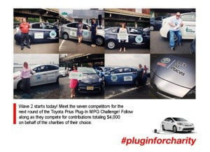 Toyota Prius plugin challenge. The new 2012 Prius Plug-in Hybrid, which offers seating for five, is expected to achieve a manufacturer-estimated 87 MPGe (miles