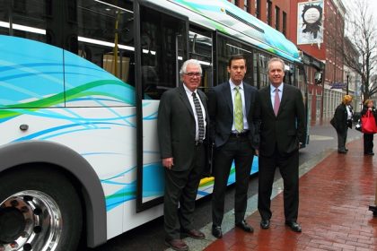 Mayor Greg Fischer joined TARC and other local officials today at the Louisville Slugger Museum to kick off the start of ZeroBus service in downtown Louisville.