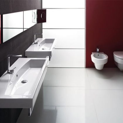 Bathroom. eco friendly faucets reduce water consumption