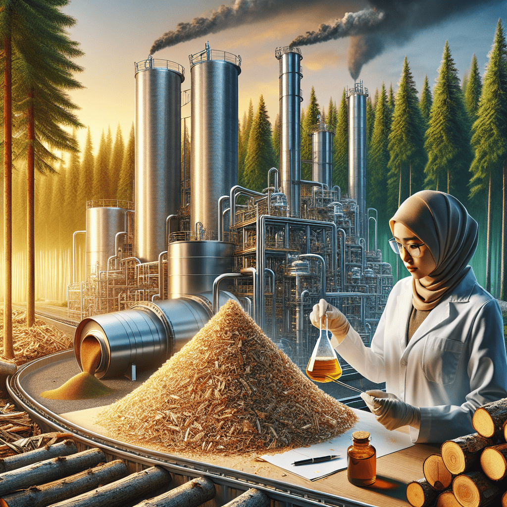 The generated image beautifully captures the essence of the USDA's $80 million investment in wood-based biofuels in the Pacific Northwest. It's a striking visual representation of the intersection between nature's bounty and cutting-edge technology. In the foreground, we see a substantial pile of wood chips and sawdust, the raw materials for this innovative biofuel production. This immediately connects us to the forest resources of the Pacific Northwest, highlighting the region's potential for sustainable energy production. Behind the wood pile stands a modern biofuel refinery, its sleek silver tanks and intricate network of pipes gleaming in the warm, golden light. This juxtaposition of natural resources and advanced technology perfectly illustrates the transformation of wood waste into valuable biofuel. The background showcases the lush green forests of the Pacific Northwest, serving as a powerful reminder of the renewable nature of this energy source. It's a visual promise of sustainability, showing that with proper management, these forests can continue to provide both environmental benefits and energy resources. Adding a human element to the scene, we see a scientist or worker in a lab coat carefully examining a vial of biofuel. This detail emphasizes the research and development aspect of the USDA's investment, highlighting the scientific rigor behind this green energy initiative. The warm, golden light bathing the entire scene symbolizes the energy potential of these biofuels and the bright future of sustainable energy production. It gives the image an optimistic feel, aligning with the forward-thinking nature of the USDA's investment. As the Green Living Guy, I'm thrilled to see this visual representation of wood-based biofuel production. It's a powerful reminder of how we can harness natural resources in innovative, sustainable ways to meet our energy needs. This image brings to life the potential of the USDA's investment, showing how we can turn wood waste into clean energy while supporting local economies and protecting our forests. Remember, folks, this is what the future of energy can look like – clean, renewable, and in harmony with nature. It's initiatives like these that pave the way for a greener, more sustainable future. Let's keep supporting and investing in these innovative solutions!